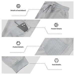 Vues détaillées du jogging gaufré pour hommes montrant la taille et les poches