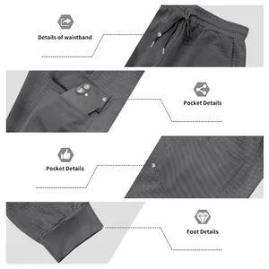 Vue détaillée de la taille, des poches et des ourlets de ce pantalon de survêtement jacquard