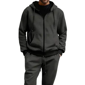 Conjunto de chándal para hombre gris oscuro con sudadera con capucha y pantalón