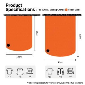 Guide de capacité et comparaison des tailles pour sac de voyage étanche grand