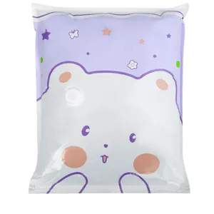 Purple cute bear vacuum compression storage bag for clothes and quilts space saver