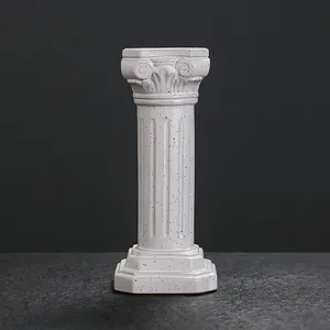 Elegant white ceramic Roman column candle holder for classical dinner table atmosphere