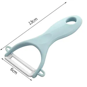 Gedetailleerde weergave van keramische dunschiller met afmetingen van 13 cm lang en 6 cm breed