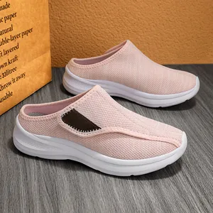 Baskets mules à plateforme en maille rose respirante et légère pour femmes décontracté.