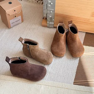 Retro suède laarzen voor peuters met ritssluiting voor de herfst- en wintercollectie mode