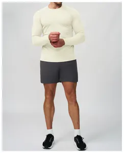 Detail showing the fine texture and fit of a men's seamless quick-dry athletic top.