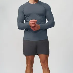 Men's Seamless Long Sleeve Sports T-Shirt Quick-Dry Breathable Workout Fitness Top Raglan Sleeve Compression Activewear Gym Running Tee