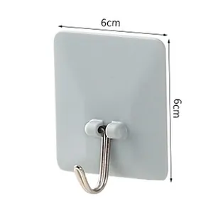 Strong adhesive wall hook seamless stainless steel hanging hook for kitchen bathroom 6x6cm