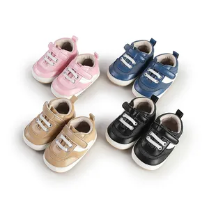 Newborn Baby Pre-walker Shoes Casual Synthetic PU Breathable Anti-slip Soft Sole Patchwork Sneakers For Infants