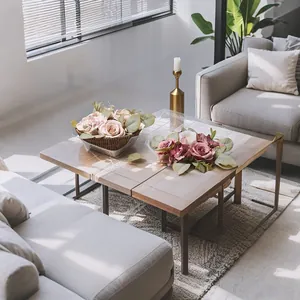Corona de rosas y hortensias artificiales para decoración de mesa y boda