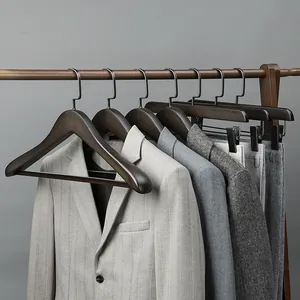 High-grade beechwood wide-shoulder hangers for suits and shirts, luxury non-slip design