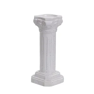 Elegant white ceramic Roman column candle holder for table decor and festive ambiance