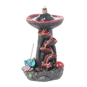 Creative mushroom backflow incense burner resin handicraft for home office decoration