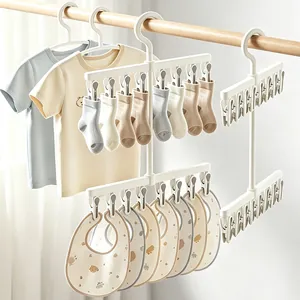 Baby Kleidung Trockengestell Multi-Clip Sockenhalter Kunststoff Wäscheständer Für Babysocken Hüte Lätzchen Winddicht Drehhaken Kinderzimmer Aufbewahrung