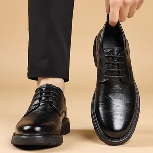 Chaussures Derby classiques en cuir noir pour homme, idéales pour mariage ou bureau