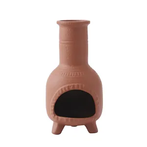Rustic terracotta chiminea incense burner with retro small fireplace design for home decor
