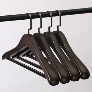 Set of luxury beech wood wide shoulder hangers for suits and shirts, non-slip design.
