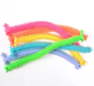 Detailed view of colorful stretchy alpaca fidget toys with soft spike textures