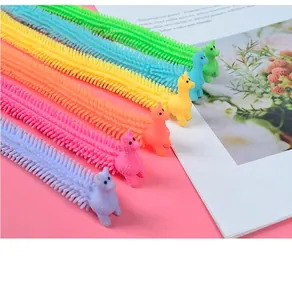 Close-up of colorful alpaca stretchy sensory toys for stress relief and sensory play