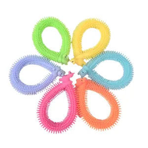 Set of six colorful stretchy dinosaur and llama fidget toy bracelets for kids gifts
