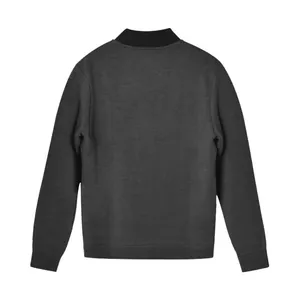 Rückansicht eines anthrazitgrauen Herren-Sweatshirts mit schwarzen Rippbündchen