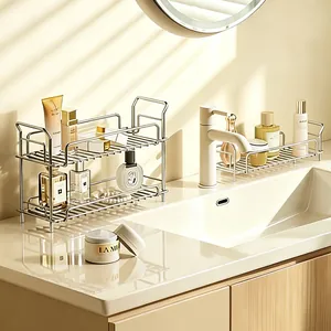 Étagère de rangement de salle de bain à 2 niveaux en acier inoxydable 304 pour cosmétiques