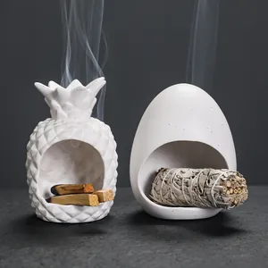 Keramiek Ananas Eierschaal Wierookbrander Houder Mat Wit Palo Santo Salie Branden Standaard Tray Europese Woondecoratie
