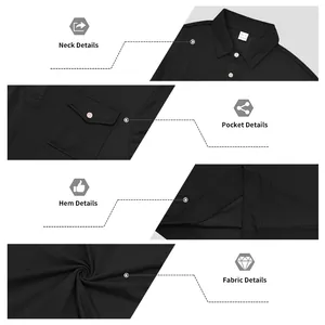 Close-up detail collage showing neck, pocket, hem, and fabric of black Polo shirt