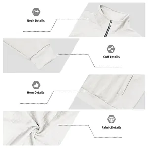 Detailansicht des Herren-Sweatshirts mit halbem Reißverschluss und Jacquard-Gitterstruktur.