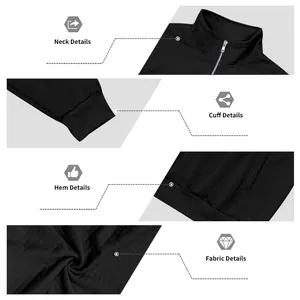 Detailansicht eines Herren-Sweatshirts mit halbem Reißverschluss und schwarzem Karomuster
