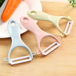 Set van drie multifunctionele keramische dunschillers voor groenten en fruit in pastelkleuren