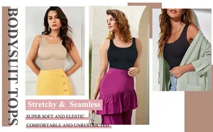 Women's seamless bodysuit tops with stretchy and soft fabric for a comfortable fit