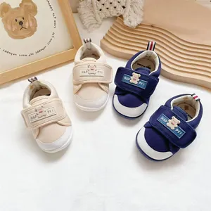 Baby Cartoon Bear First Walkers Soft Sole Toddler Walking Shoes Mesh Breathable Hook And Loop Anti-Slip Infant Shoes