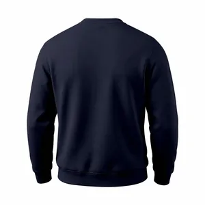Back view of a classic navy blue heavyweight fleece crewneck sweatshirt for men.