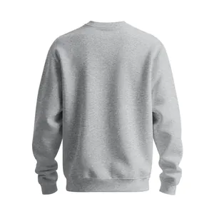 Back view of a heavyweight grey fleece-lined crewneck sweatshirt for men