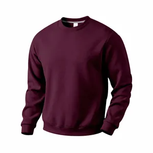 Classic men's maroon crewneck sweatshirt in a heavy fleece material for winter.