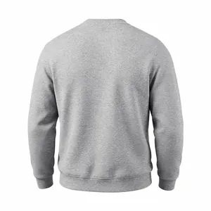Back view of a heavy classic heather grey round neck sweatshirt for men in a loose fit