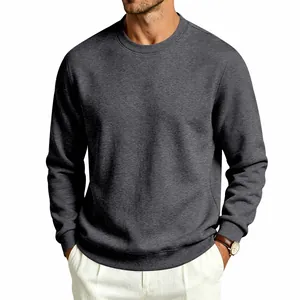 Detailed view of grey heavyweight fleece sweatshirt with premium fabric texture