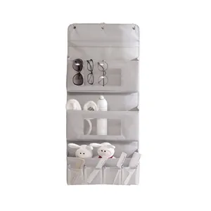 Grey multi-layer fabric hanging wall organizer for bedroom door or closet storage bag