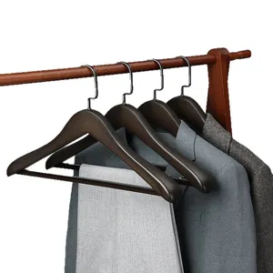 Premium wide-shoulder beech wood suit hangers for professional luxury garment care