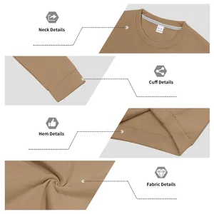 Detailed macro view showing crew neck, cuff and soft fabric of men's fleece sweatshirt.