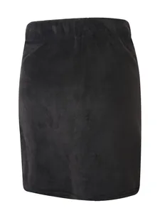 Close-up of black plush wearable bath towel with soft fiber texture