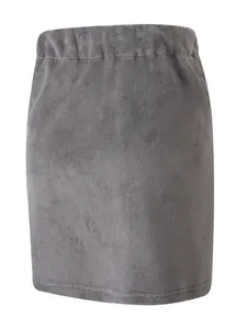 Soft grey fleece wearable bath towel for men featuring a comfortable elastic waistband detail