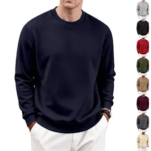 Premium heavyweight fleece crewneck sweatshirt for men, loose fit solid color casual pullover