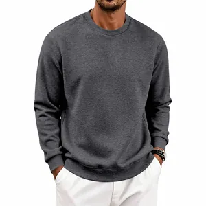 Classic charcoal grey crewneck sweatshirt for men, loose fit with warm fleece lining