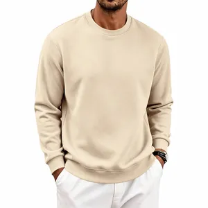 Men's heavy weight fleece oversized crewneck sweatshirt in a stylish cream beige color