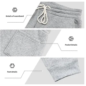 Vues détaillées du pantalon de jogging en polaire grise avec cordon de serrage