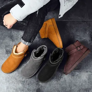 Casual winter suede leather snow boots with warm faux fur lining in multiple colors