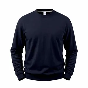 Klassisches marineblaues Herren-Sweatshirt mit Rundhalsausschnitt und schwerem Vlies