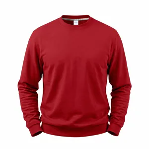 Schwerer, locker sitzender roter Fleece-Sweatshirt mit Rundhalsausschnitt für Herren